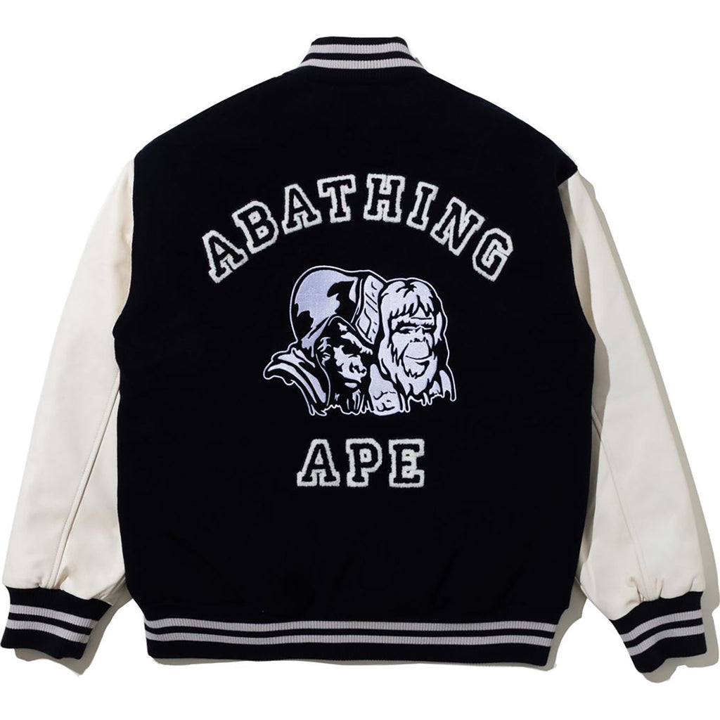 BAPE BY KAZUKI KURAISHI MULTI LOGO VARSITY DOWN JACKET MENS
