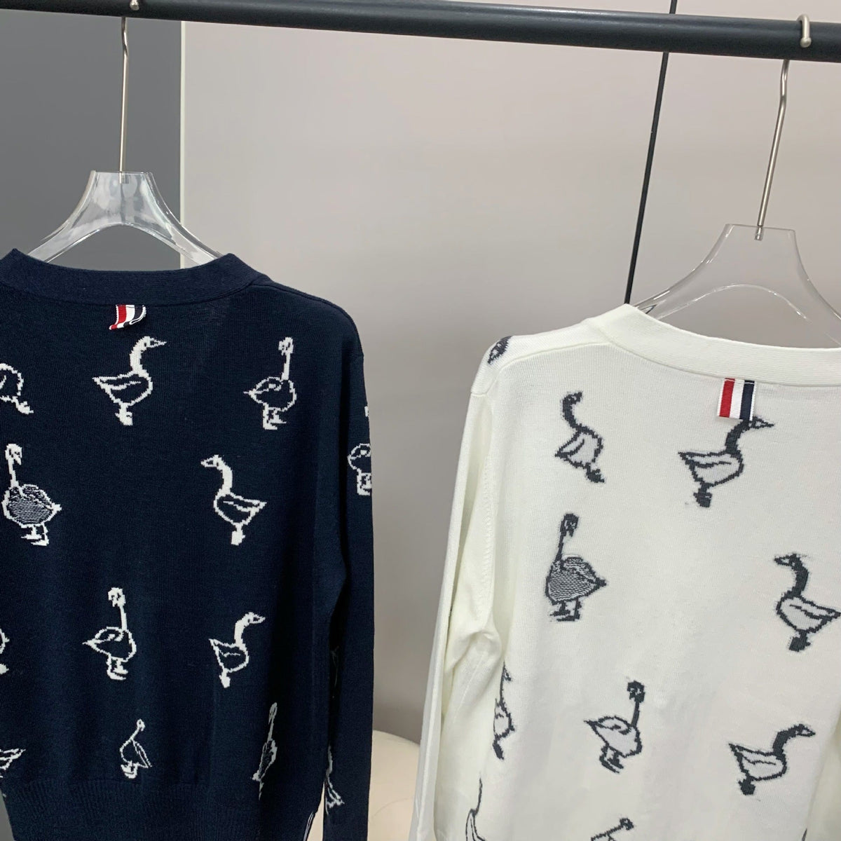 Thom Browne Swan Intarsia Knit Cardigan - Women's Spring Summer Collection