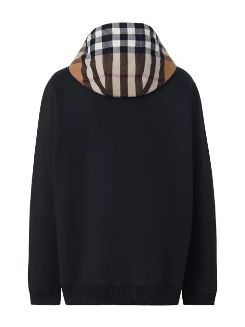 Burberry Check hood cotton zip hoodie