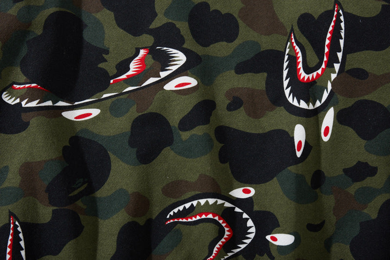 BAPE 1st Camo Shark Zip Hoodie - Green & Yellow