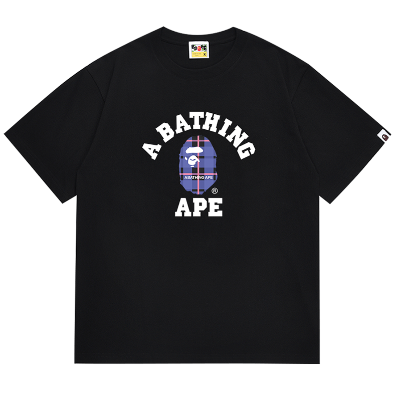 BAPE Check College Ape Head Men's T-Shirt - Black
