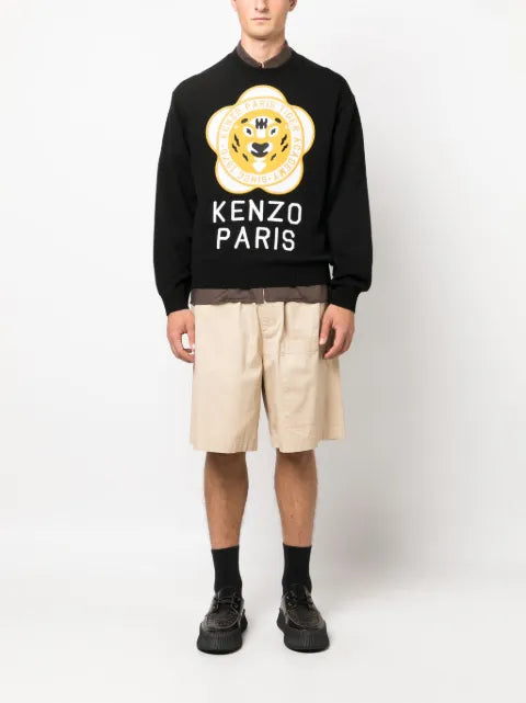 Kenzo logo-patch wool-cotton jumper