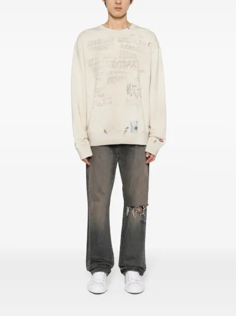 Maison MIHARA YASUHIRO sketch-print distressed jumper