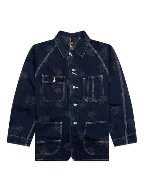 Needles rose-embroidered denim jacket