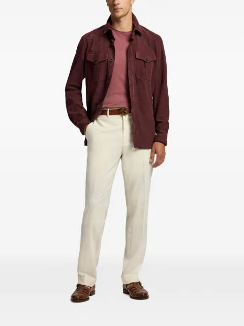 Ralph Lauren Purple Label chest-pockets suede overshirt