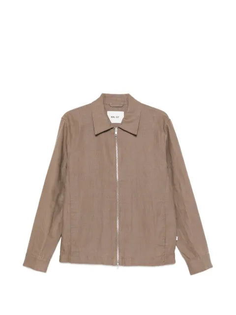 NN07 Alban - two-way zipper linen overshirt