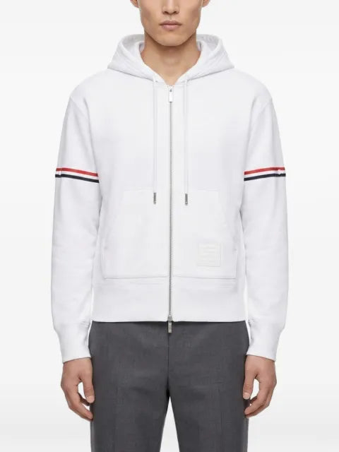 Thom Browne loopback jersey armband relaxed zip-up hoodie