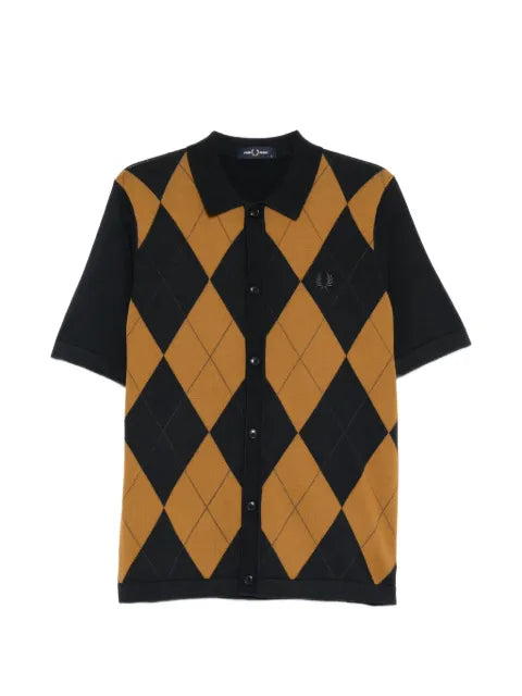 Fred Perry argyle-pattern button-up sweater