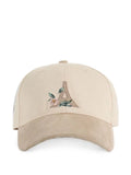 Manière De Voir suede-contrast cap with Eiffel floral print