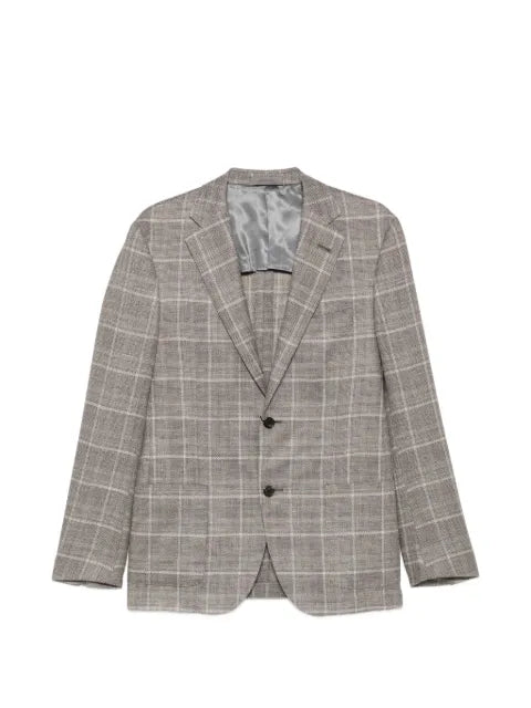 Corneliani check-pattern single-breasted jacket