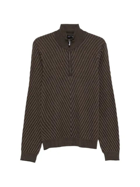 Emporio Armani chevron-knit quarter-zip sweater