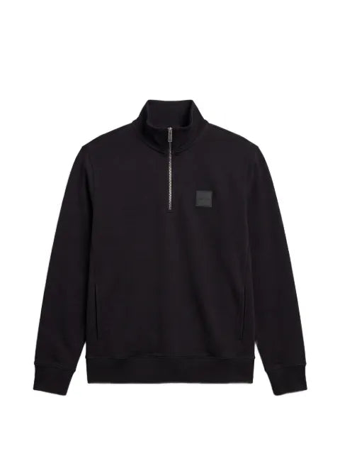 Calvin Klein quarter-zip logo-patch sweater