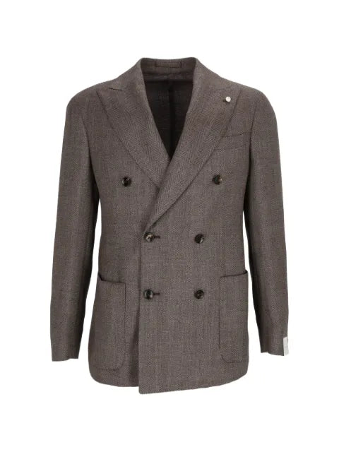 Luigi Bianchi herringbone double-breasted blazer