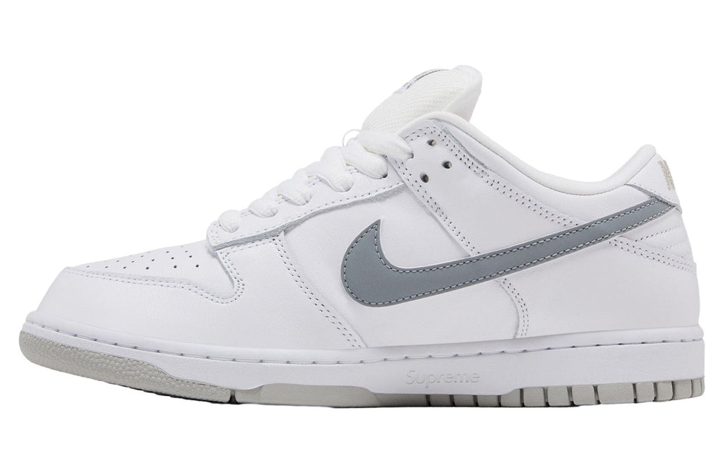 Supreme x Nike SB Dunk Low White / Metallic Silver-White HQ8487-100