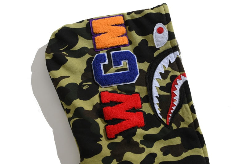 BAPE Green Camo Shark Hoodie