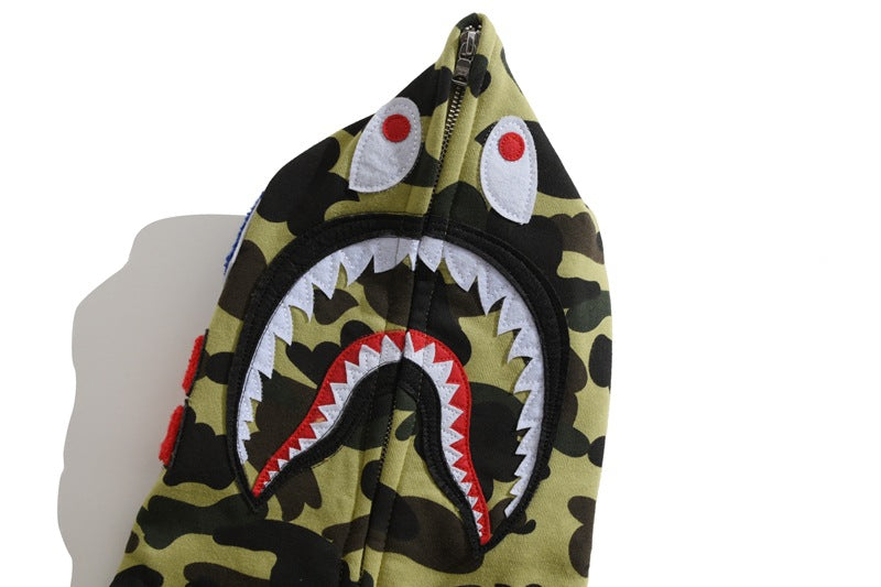 BAPE Green Camo Shark Hoodie
