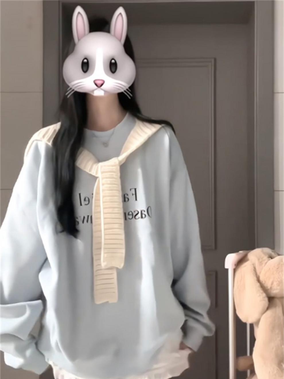 Oversized Letter Crewneck Sweatshirt Lazy Casual Women Top