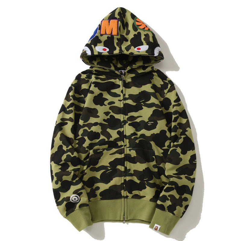 BAPE Green Camo Shark Hoodie