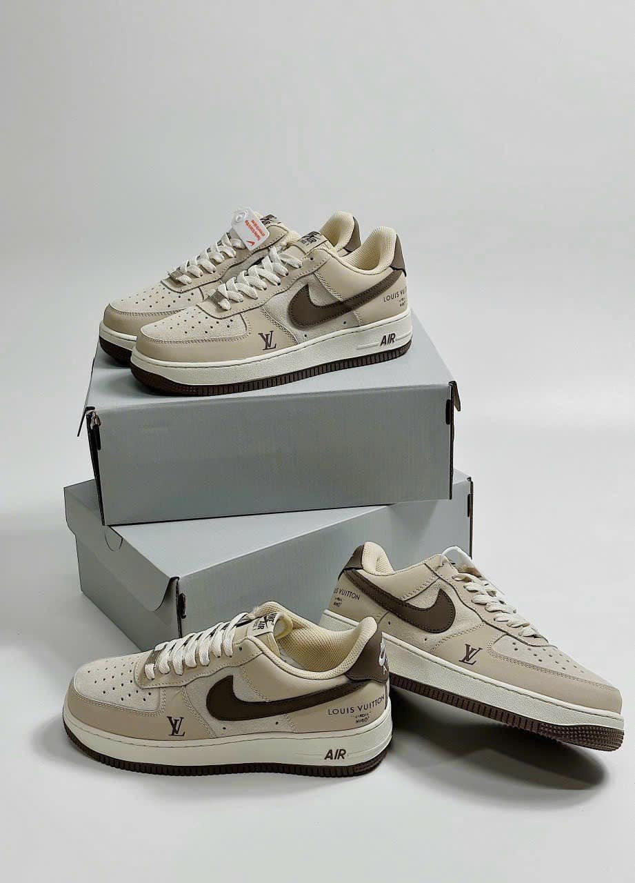 Louis Vuitton x Nike Air Force 1 Cream Mocha Edition (Custom)