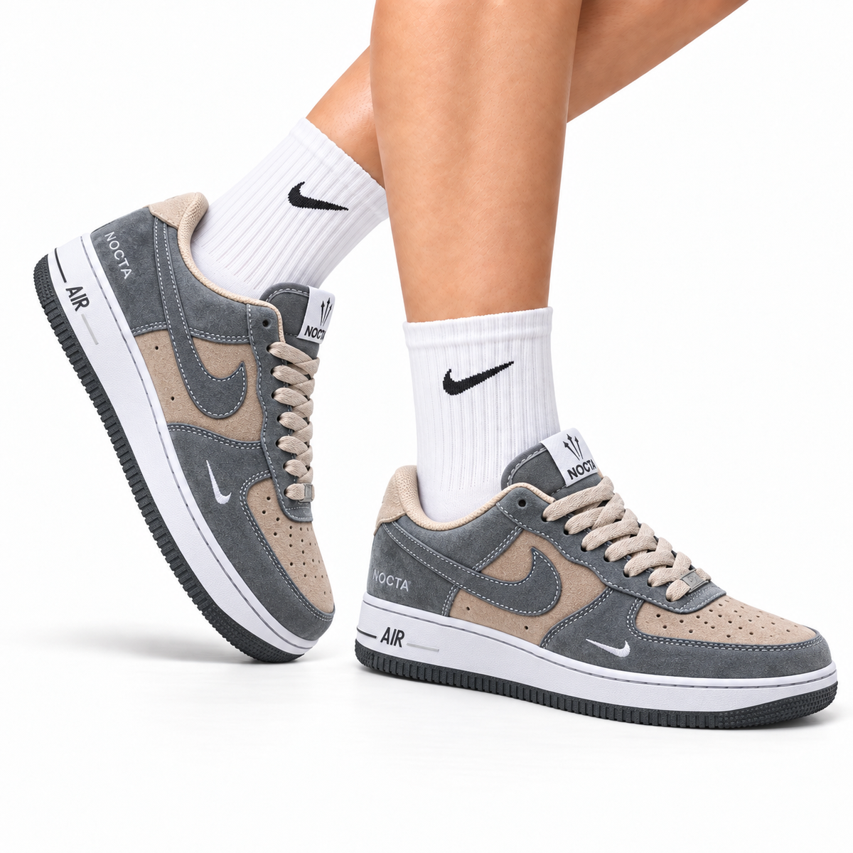 Nike Air Force 1 Low Gray Beige Unisex Sneakers Style 09