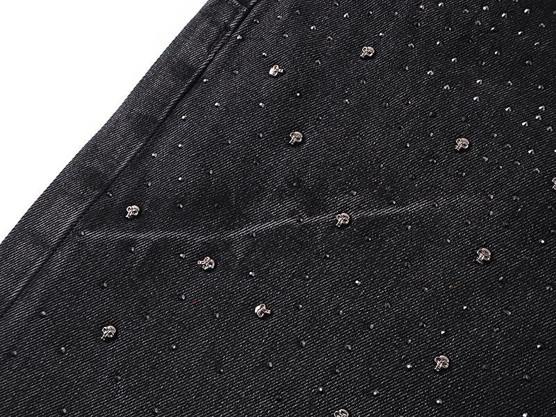 Purple Brand Black Rhinestone Washed Jeans