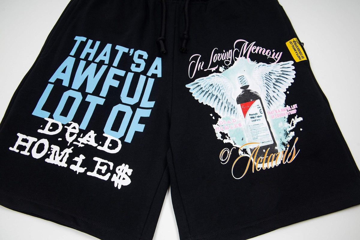 THAT'S A AWFUL LOT OF COUGH SYRUP Black Graphic Shorts