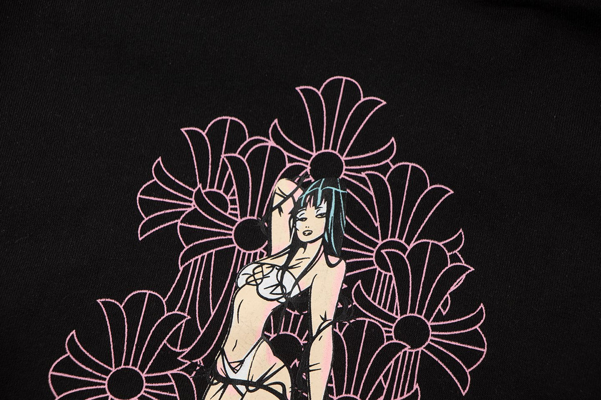 Chrome Hearts Anime Floral Zip-Up Hoodie