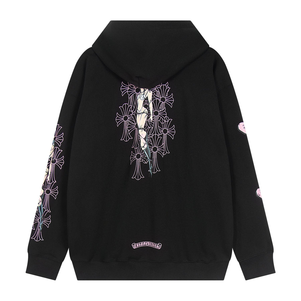 Chrome Hearts Anime Floral Zip-Up Hoodie