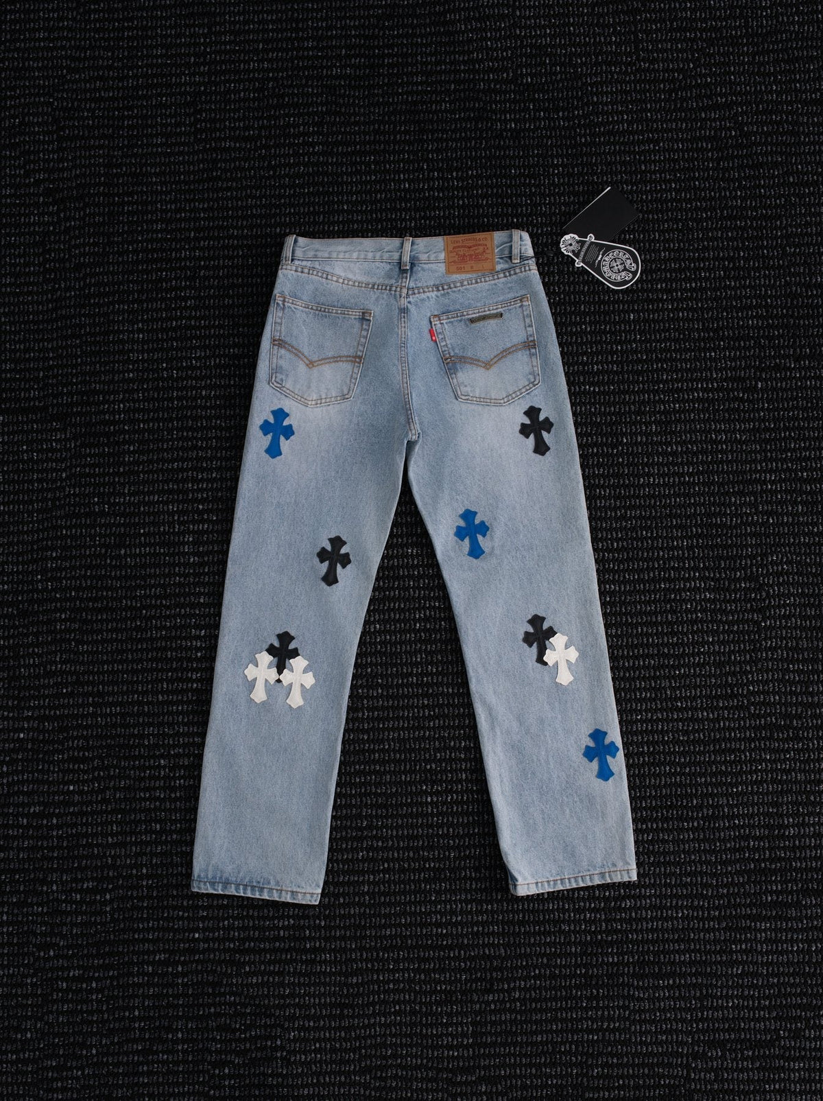Chrome Hearts Cross Patch Light Blue Denim Jeans