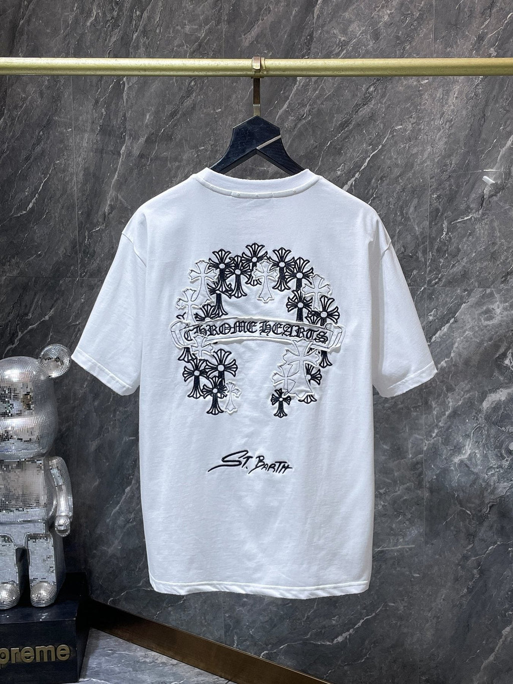 Chrome Hearts Floral Cross Embroidered Graphic T-Shirt