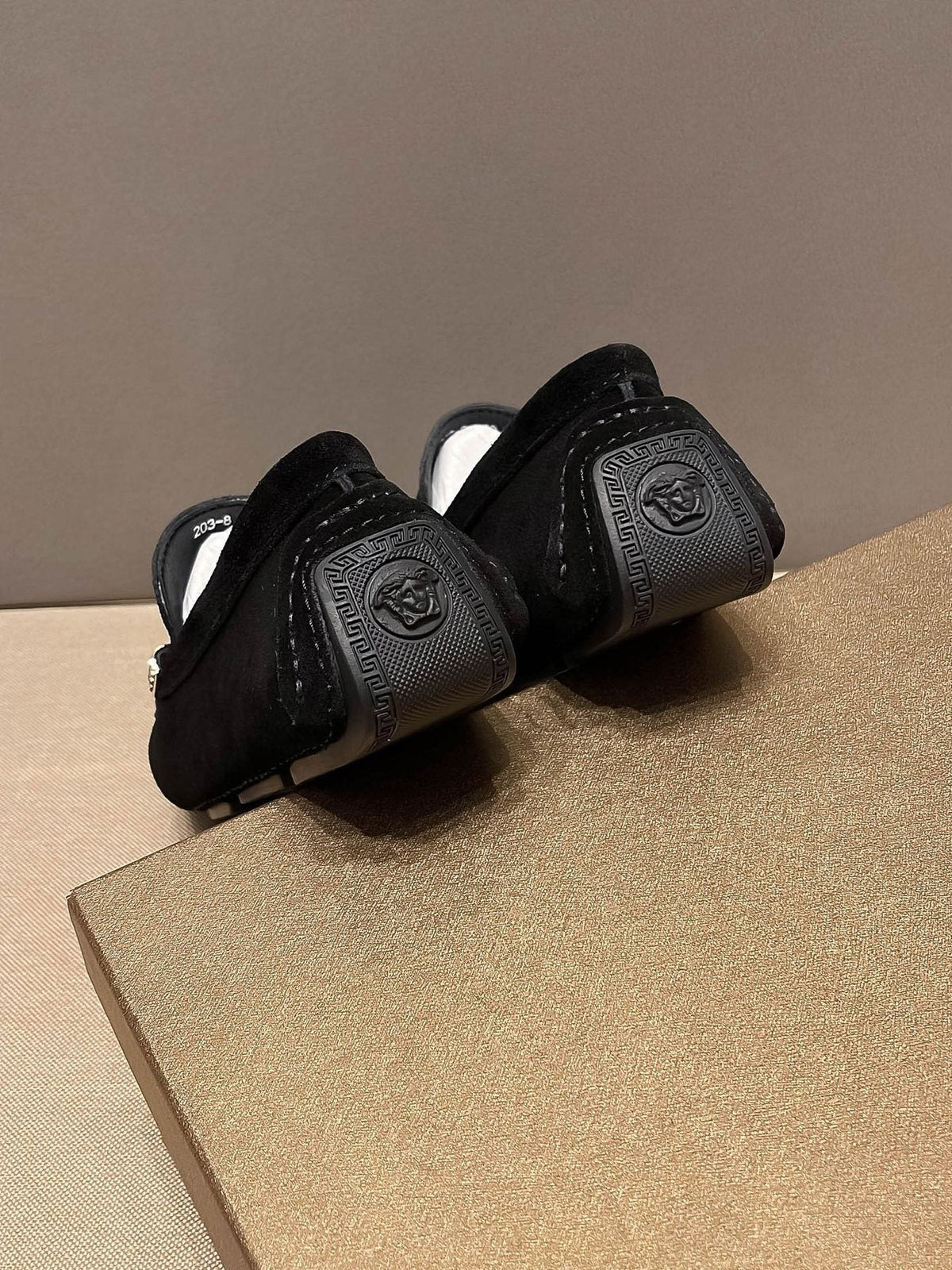Versace Men's Black Medallion Slip-On Loafers