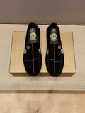 Versace Men's Black Medallion Slip-On Loafers