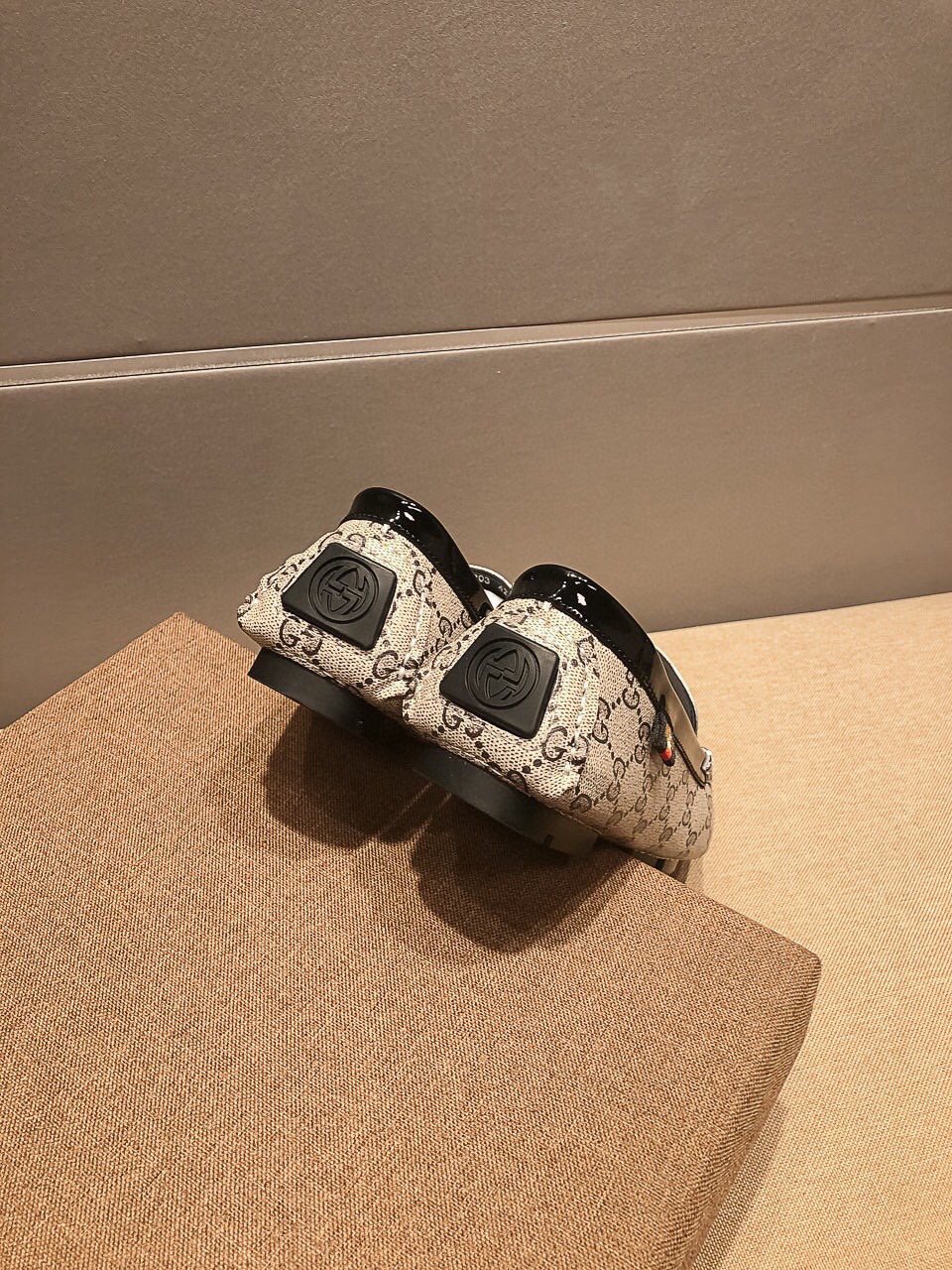 Gucci Beige Patterned Embroidered Loafers