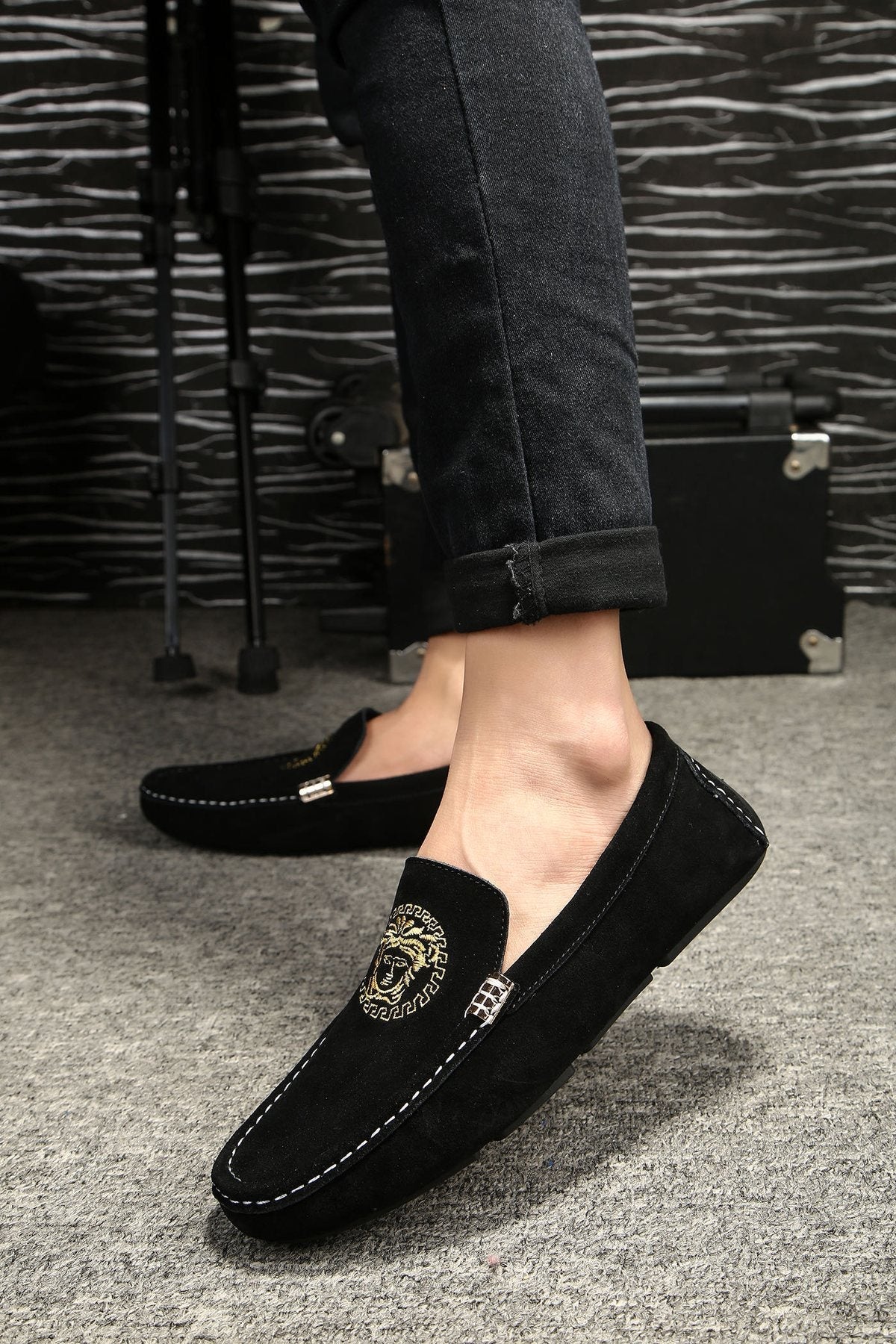 Versace Black Gold Emblem Loafers