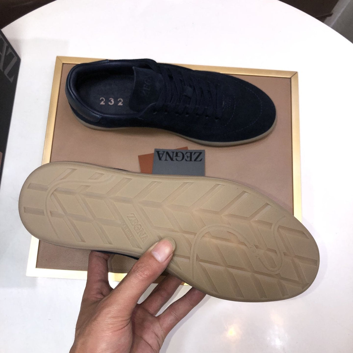Zegna Navy Suede Sneakers