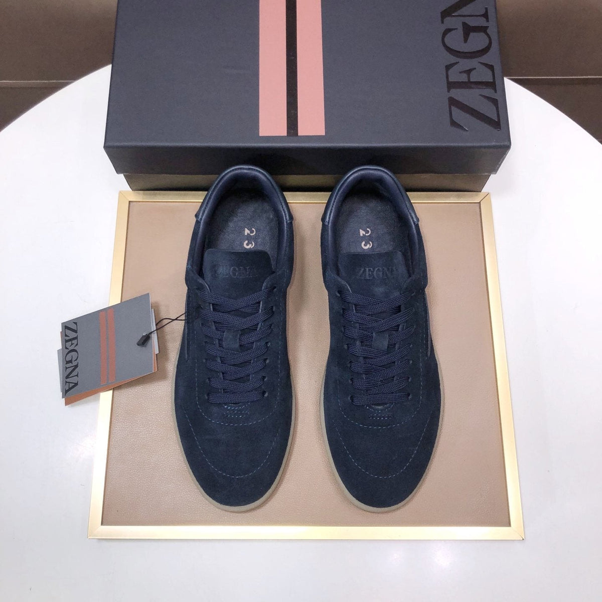 Zegna Navy Suede Sneakers