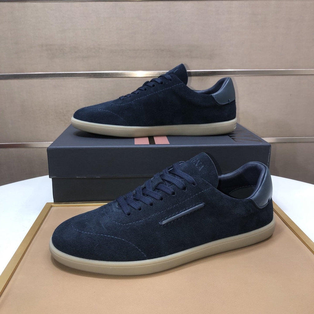 Zegna Navy Suede Sneakers