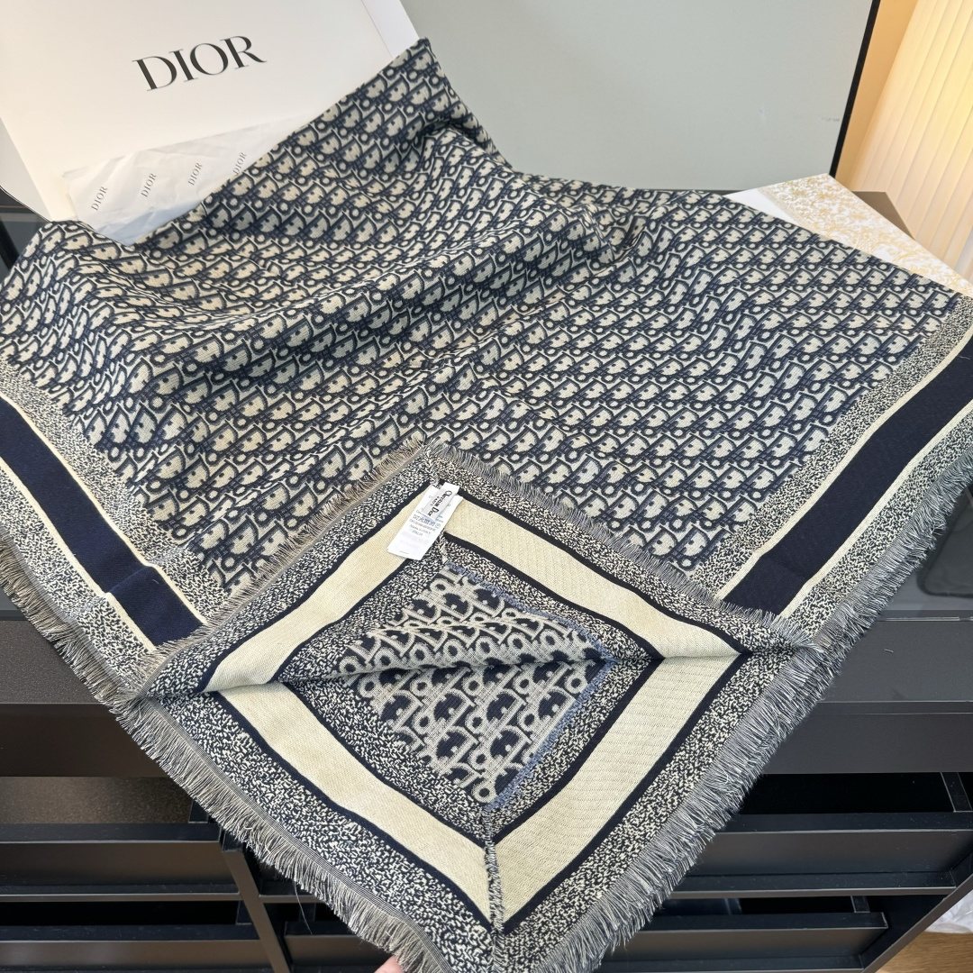 Dior Fringed Patterned Shawl