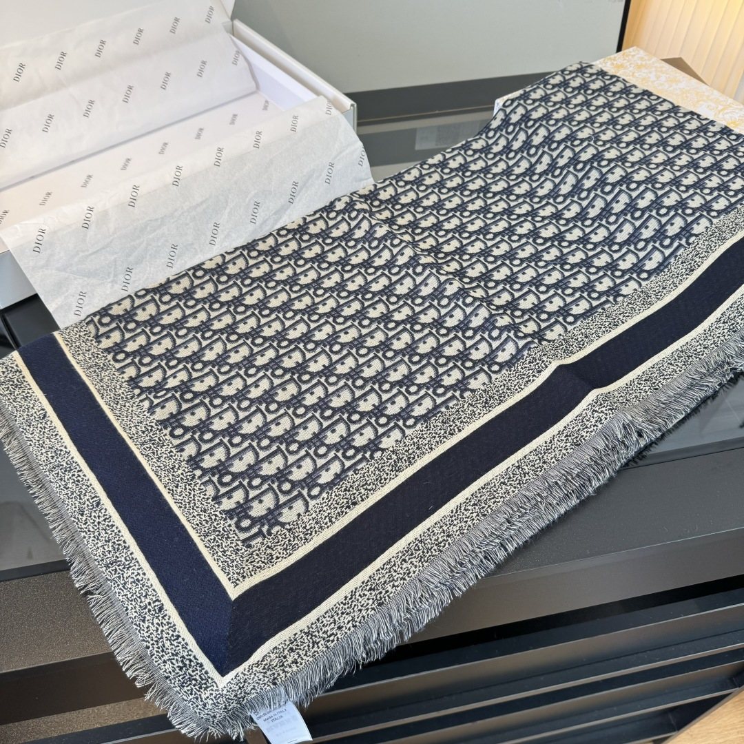 Dior Fringed Patterned Shawl