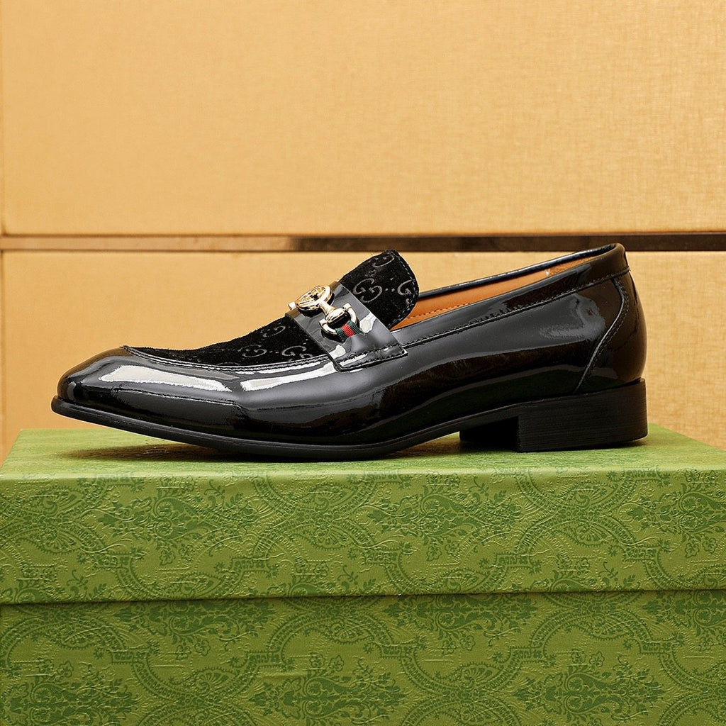 Gucci Patterned Metal Bit Loafers