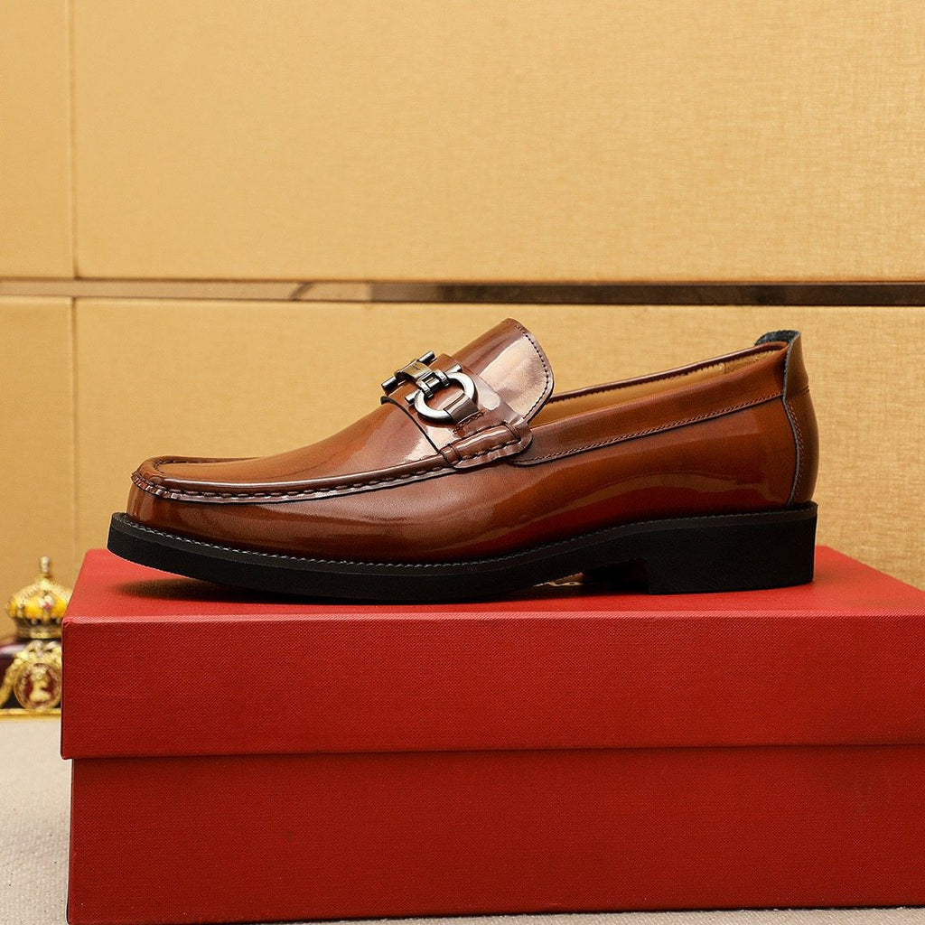Ferragamo Leather Bit Loafers - Moc-Toe Stitching