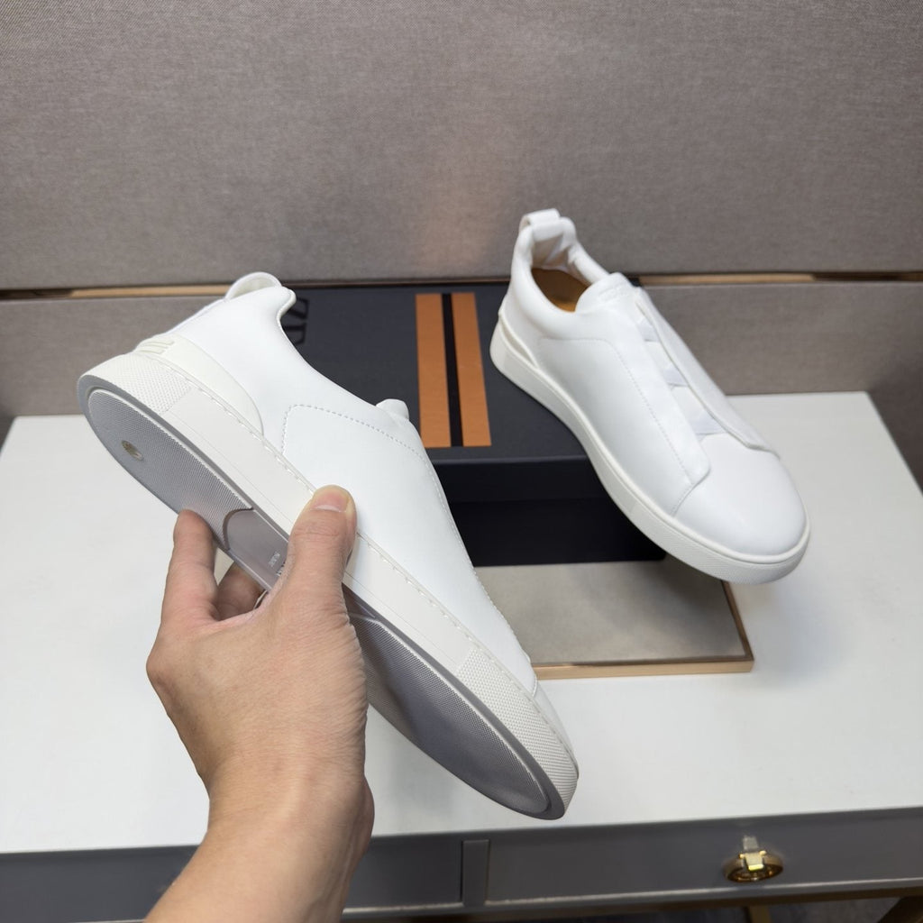 Zegna Men's Leather Slip-On Sneakers