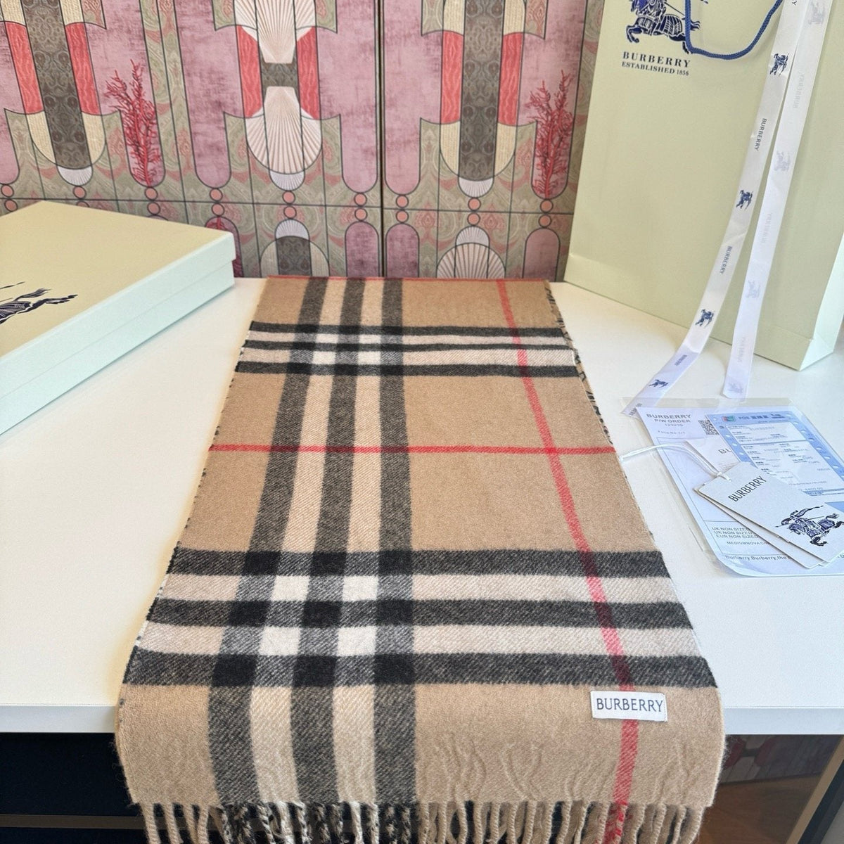 Burberry Reversible Check Fringe Scarf