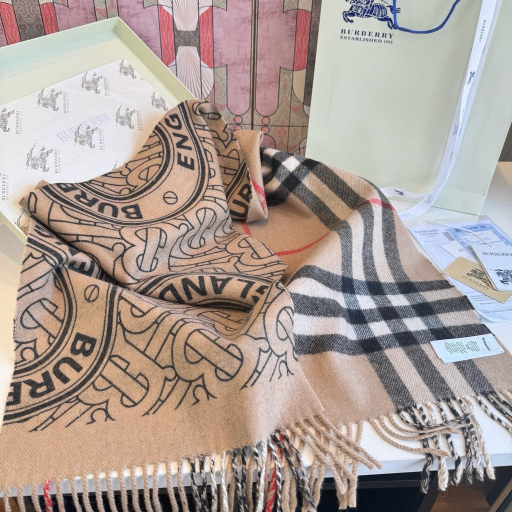 Burberry Reversible Check Fringe Scarf