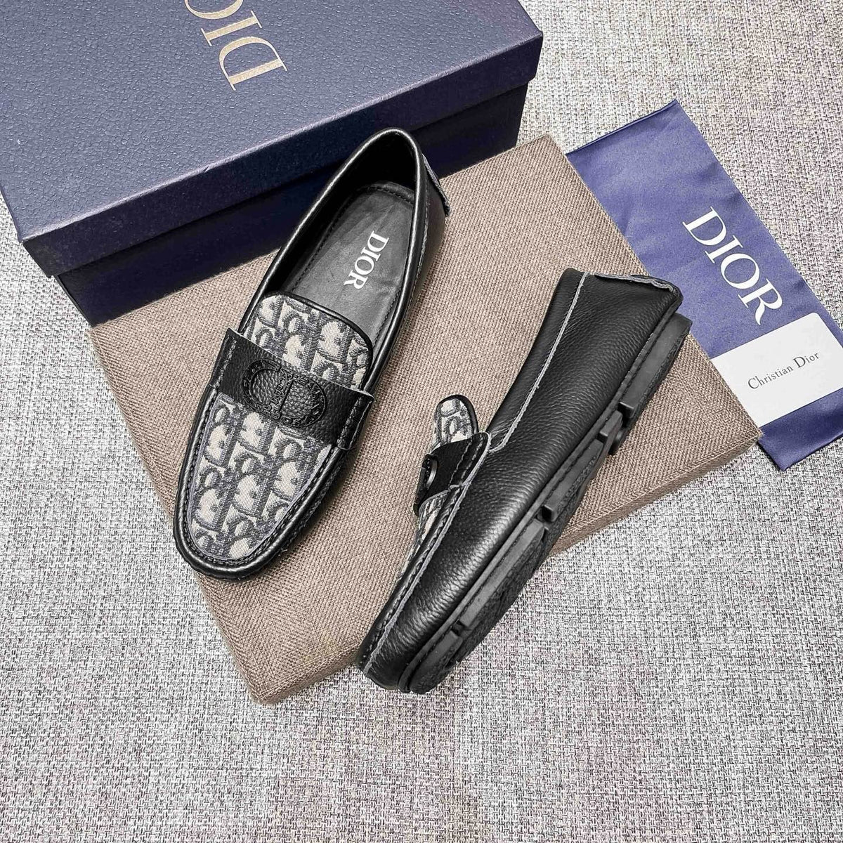 Dior Patterned Vamp Loafers