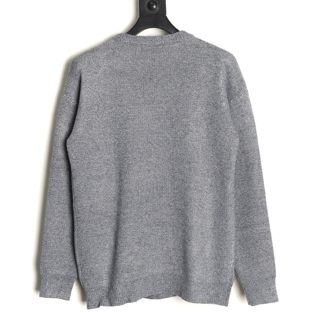 Loewe Anagram and Lettering Crewneck Knit Sweater - Gray