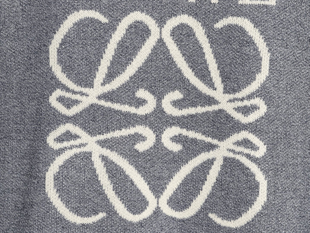 Loewe Anagram and Lettering Crewneck Knit Sweater - Gray